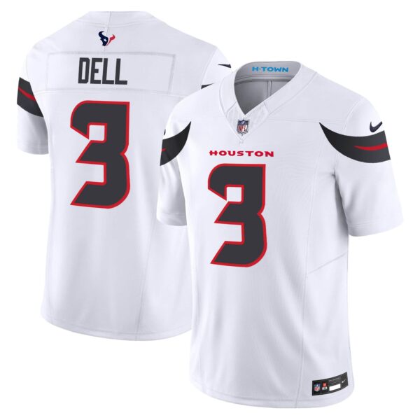 Men’s Houston Texans 2024 Vapor Limited Jersey – All Stitched – White – Tank Dell