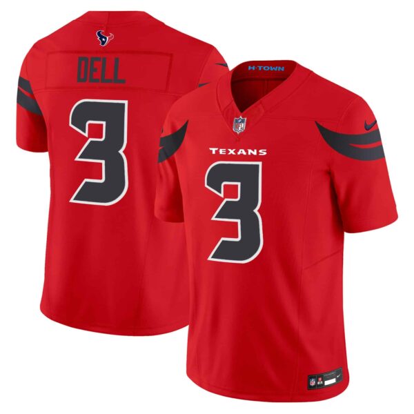 Men’s Houston Texans 2024 Vapor Limited Jersey – All Stitched – Red – Tank Dell