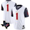 Men’s Houston Texans Gold Trim Vapor Jersey – All Stitched – Navy Sleeves – #1 Team