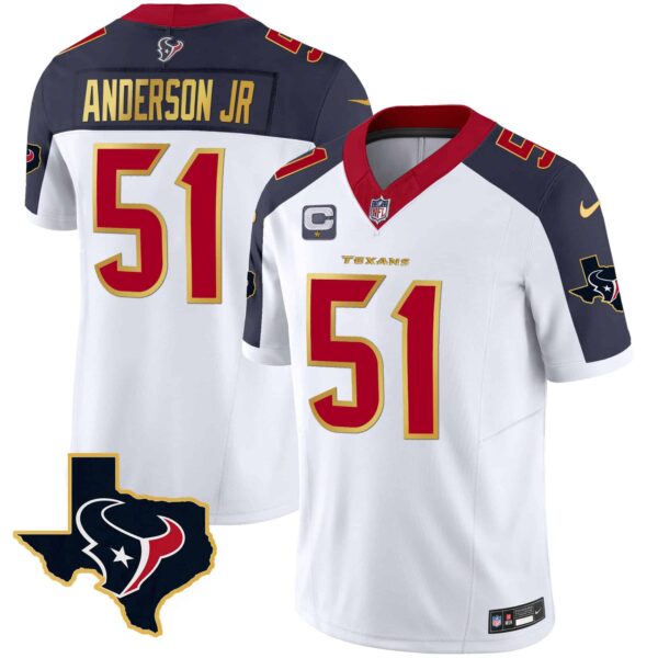 Men’s Houston Texans Gold Trim Vapor Jersey – All Stitched – Inverted – Will Anderson Jr.