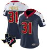 Women’s Houston Texans Gold Trim Vapor Jersey – All Stitched – Alternate – Dameon Pierce
