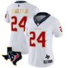 Women’s Houston Texans Gold Trim Vapor Jersey – All Stitched – White – Derek Stingley Jr.