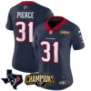 Women’s Houston Texans 2023 AFC South Champions Patch Vapor Jersey – All Stitched – Navy – Dameon Pierce