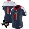 Women’s Houston Texans Gold Trim Vapor Jersey – All Stitched – Alternate – #1 Team