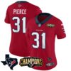 Women’s Houston Texans 2023 AFC South Champions Patch Vapor Jersey – All Stitched – Red – Dameon Pierce