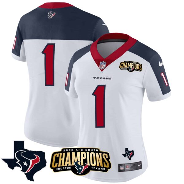 Women’s Houston Texans 2023 AFC South Champions Patch Vapor Jersey – All Stitched – Inverted – #1 Team