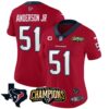Women’s Houston Texans 2023 AFC South Champions Patch Vapor Jersey – All Stitched – Red – Will Anderson Jr.