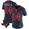 Women’s Houston Texans Gold Trim Vapor Jersey – All Stitched – Navy – Derek Stingley Jr.
