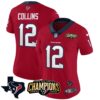 Women’s Houston Texans 2023 AFC South Champions Patch Vapor Jersey – All Stitched – Red – Nico Collins