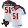 Women’s Houston Texans Gold Trim Vapor Jersey – All Stitched – Inverted – Will Anderson Jr.