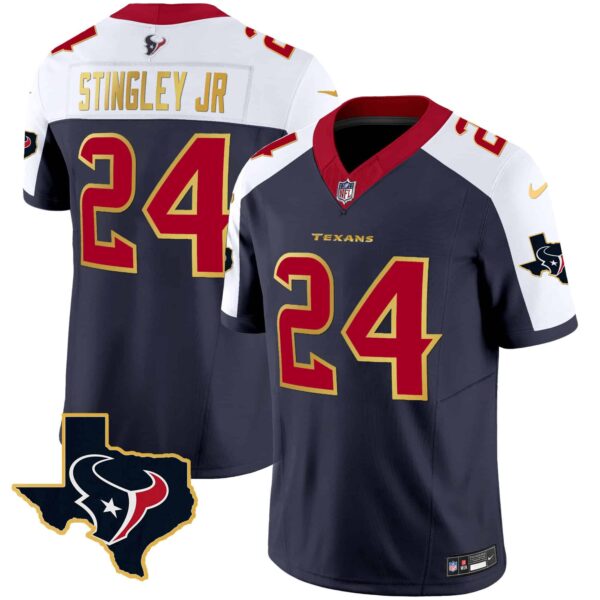 Men’s Houston Texans Gold Trim Vapor Jersey – All Stitched – Alternate – Derek Stingley Jr.