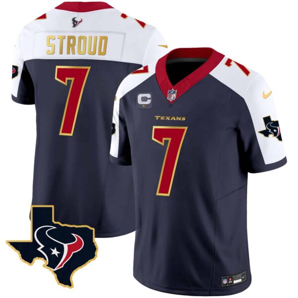 Men’s Houston Texans Gold Trim Vapor Jersey – All Stitched – Alternate – C.J. Stroud