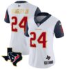 Women’s Houston Texans Gold Trim Vapor Jersey – All Stitched – Navy Sleeves – Derek Stingley Jr.