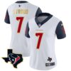 Women’s Houston Texans Gold Trim Vapor Jersey – All Stitched – Navy Sleeves – C.J. Stroud