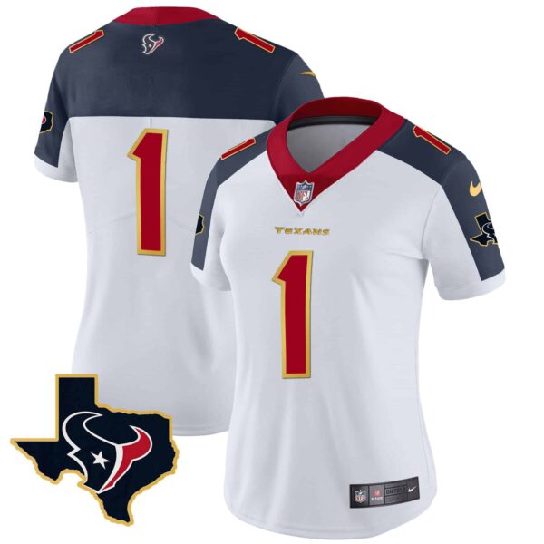 Women’s Houston Texans Gold Trim Vapor Jersey – All Stitched – Inverted – #1 Team
