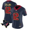 Women’s Houston Texans Gold Trim Vapor Jersey – All Stitched – Navy – Nico Collins