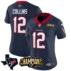 Women’s Houston Texans 2023 AFC South Champions Patch Vapor Jersey – All Stitched – Navy – Nico Collins