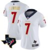 Women’s Houston Texans Gold Trim Vapor Jersey – All Stitched – White – C.J. Stroud