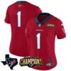 Women’s Houston Texans 2023 AFC South Champions Patch Vapor Jersey – All Stitched – Red – #1 Team