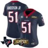 Women’s Houston Texans 2023 AFC South Champions Patch Vapor Jersey – All Stitched – Navy – Will Anderson Jr.
