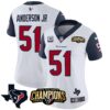 Women’s Houston Texans 2023 AFC South Champions Patch Vapor Jersey – All Stitched – Navy Sleeves – Will Anderson Jr.