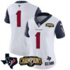 Women’s Houston Texans 2023 AFC South Champions Patch Vapor Jersey – All Stitched – Navy Sleeves – #1 Team