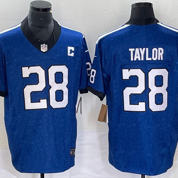 Men’s Indianapolis Colts #28 Jonathan Taylor Blue Stitched Jersey