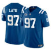 Indianapolis Colts #97 Laiatu Latu Blue 2024 With Dradt Patch FUSE Vapor Limited Jersey