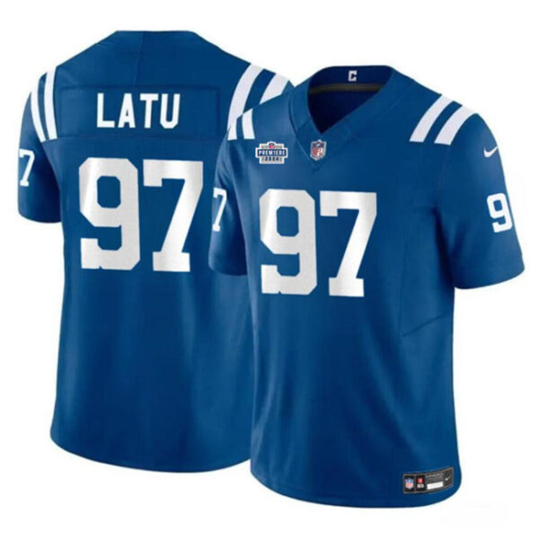 Indianapolis Colts #97 Laiatu Latu Blue 2024 With Dradt Patch FUSE Vapor Limited Jersey