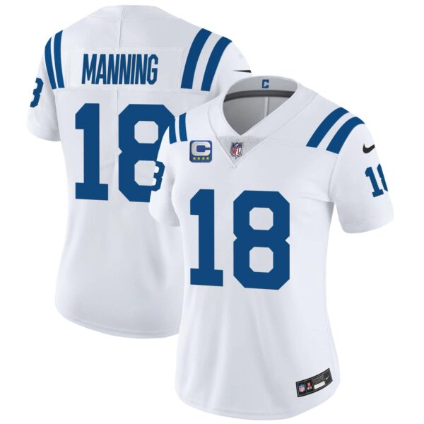 Women’s Colts Vapor Limited Jersey – All Stitched – White – Peyton Manning