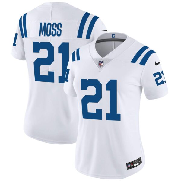 Women’s Colts Vapor Limited Jersey – All Stitched – White – Zack Moss