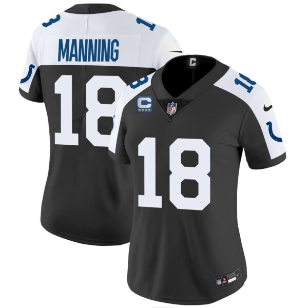 Women’s Colts Vapor Limited Jersey – All Stitched – Black Alternate – Peyton Manning