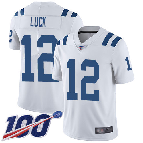 Nike Colts #12 Andrew Luck White Men’s Stitched NFL 100th Season Vapor Limited Jersey