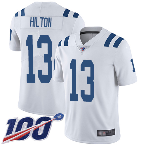 Nike Colts #13 T.Y. Hilton White Men’s Stitched NFL 100th Season Vapor Limited Jersey