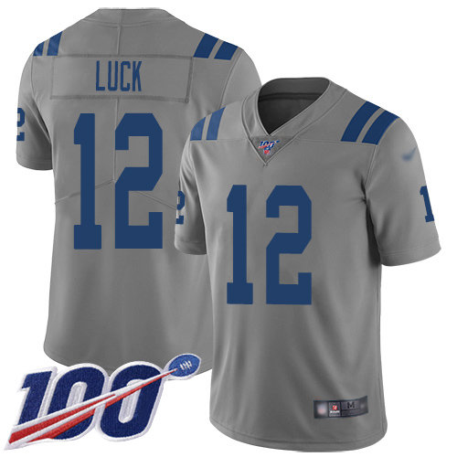 Nike Colts #12 Andrew Luck Gray Men’s Stitched NFL Limited Inverted Legend 100th Season Jersey