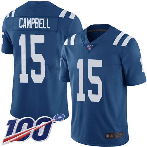 Nike Colts #15 Parris Campbell Royal Blue Team Color Men’s Stitched NFL 100th Season Vapor Limited Jersey