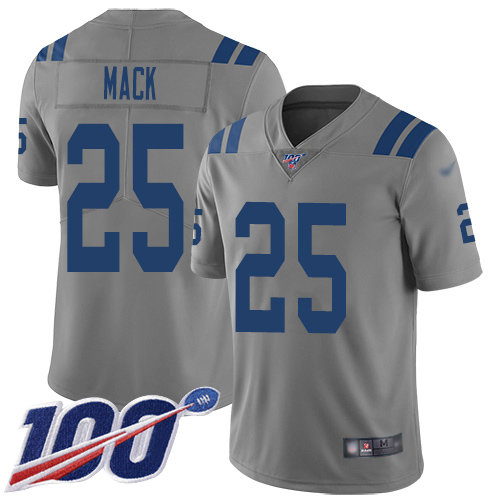 Nike Colts #25 Marlon Mack Gray Men’s Stitched NFL Limited Inverted Legend 100th Season Jersey