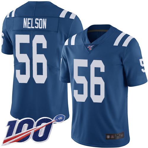 Nike Colts #56 Quenton Nelson Royal Blue Team Color Men’s Stitched NFL 100th Season Vapor Limited Jersey