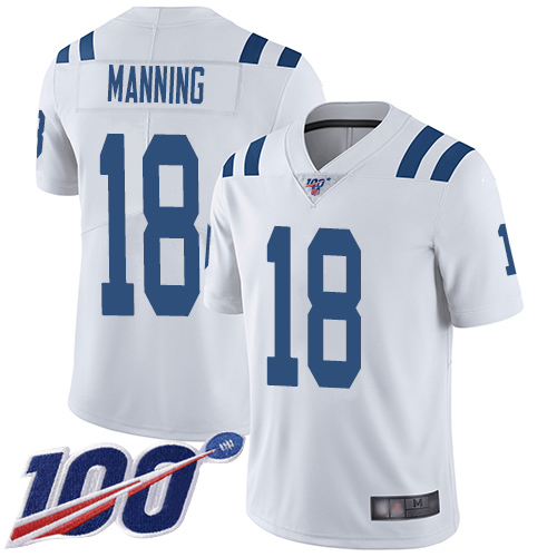 Nike Colts #18 Peyton Manning White Men’s Stitched NFL 100th Season Vapor Limited Jersey