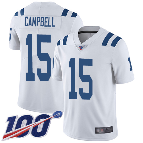 Nike Colts #15 Parris Campbell White Men’s Stitched NFL 100th Season Vapor Limited Jersey