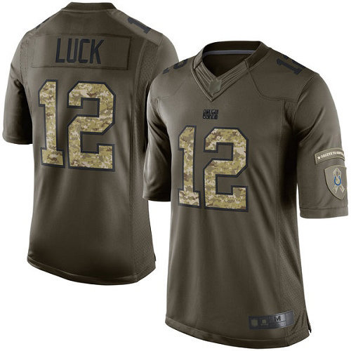 Colts #12 Andrew Luck Green Men’s Stitched Football Limited 2015 Salute to Service Jersey