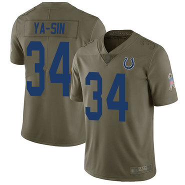 Colts #34 Rock Ya-Sin Olive Men’s Stitched Football Limited 2017 Salute To Service Jersey