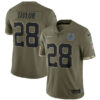 Men’s Indianapolis Colts #28 Jonathan Taylor 2022 Olive Salute To Service Limited Stitched Jersey