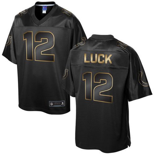 Nike Colts #12 Andrew Luck Pro Line Black Gold Collection Men’s Stitched NFL Game Jersey