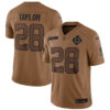 Men’s Indianapolis Colts #28 Jonathan Taylor 2023 Brown Salute To Sertvice Limited Football Stitched Jersey