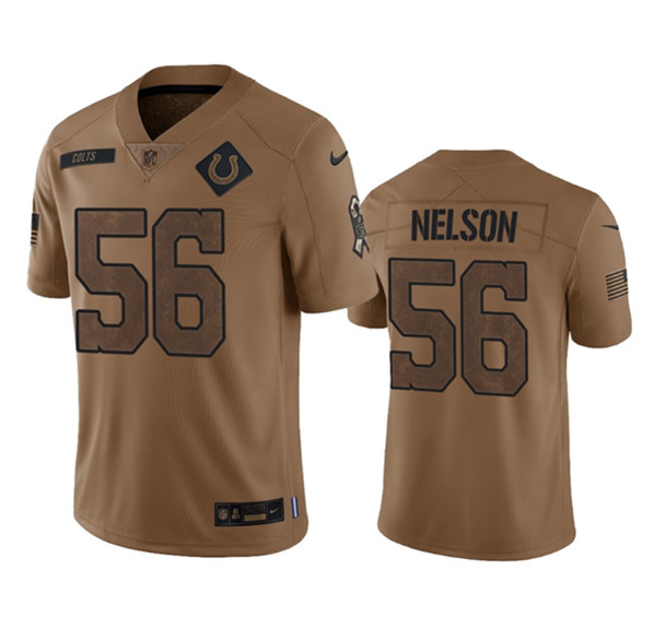 Men’s Indianapolis Colts #56 Quenton Nelson 2023 Brown Salute To Sertvice Limited Football Stitched Jersey