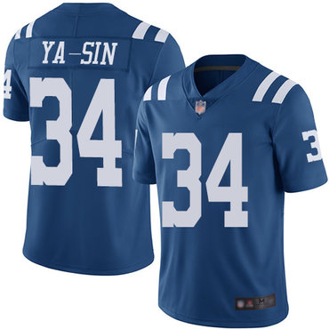 Colts #34 Rock Ya-Sin Royal Blue Men’s Stitched Football Limited Rush Jersey