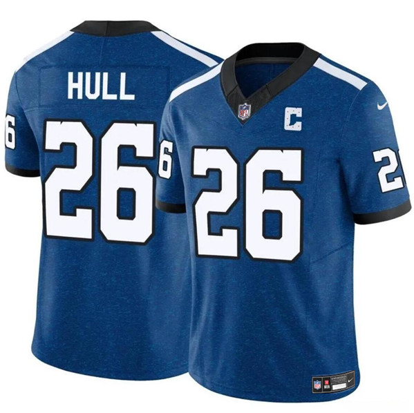 Men’s Indianapolis Colts #26 Evan Hull Blue 2024 F.U.S.E. Throwback Vapor Limited Football Stitched Jersey