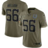 Men’s Indianapolis Colts #56 Quenton Nelson 2022 Olive Salute To Service Limited Stitched Jersey