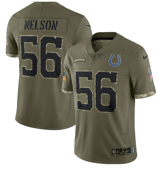 Men’s Indianapolis Colts #56 Quenton Nelson 2022 Olive Salute To Service Limited Stitched Jersey